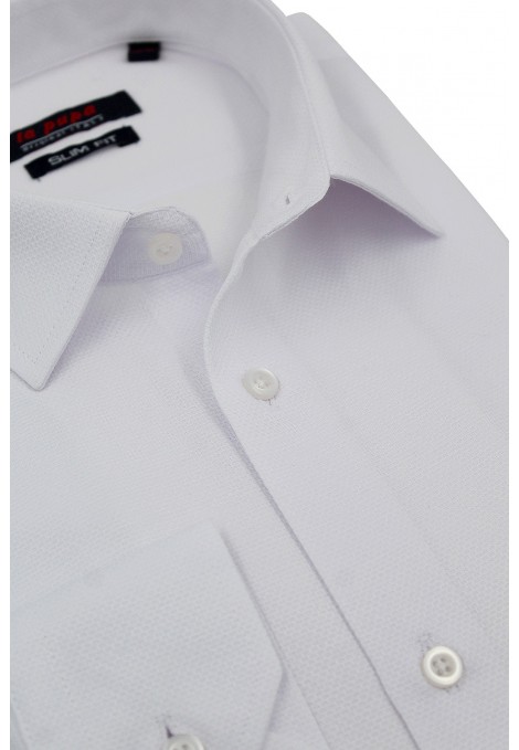 Ανδρικό λευκό πουκάμισο με σχέδιο ύφανσης slim fit