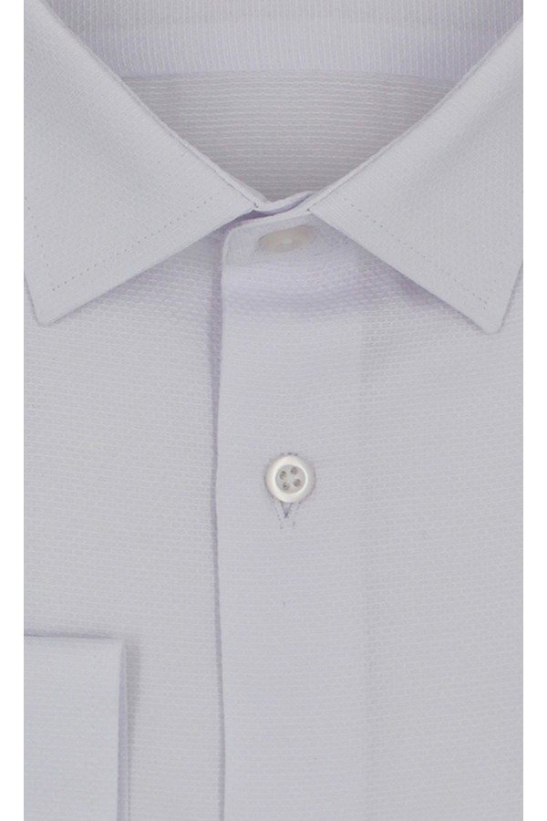 Ανδρικό λευκό πουκάμισο με σχέδιο ύφανσης slim fit