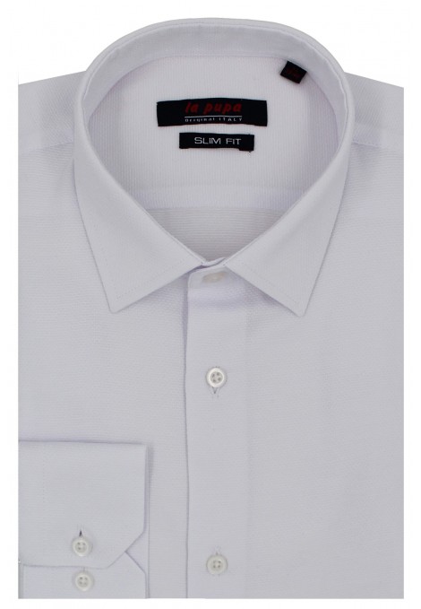 Ανδρικό λευκό πουκάμισο με σχέδιο ύφανσης slim fit
