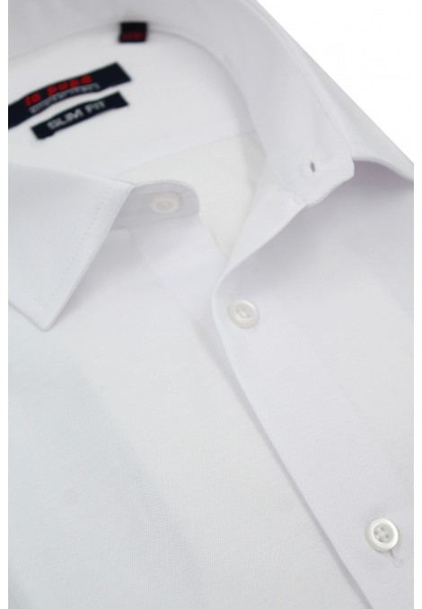  Ανδρικό λευκό πουκάμισο με σχέδιο ύφανσης slim fit