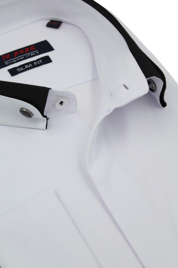 Ανδρικό λευκό  γαμπριάτικο πουκάμισο slim fit