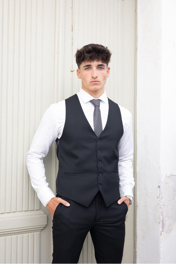 Man's black vest mixed wool