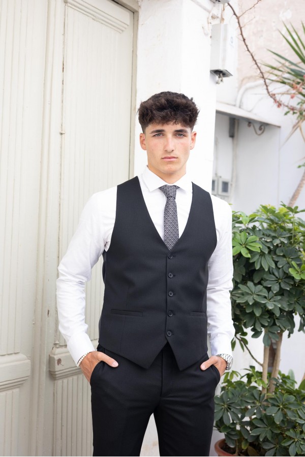 Man's black vest mixed wool
