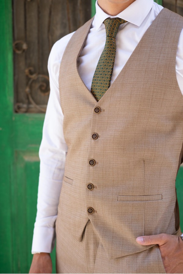 Ανδρικό Camel mixed wool Γιλέκο