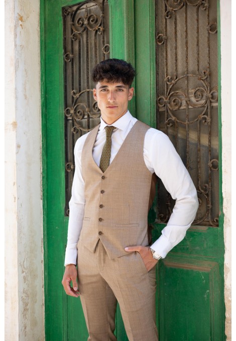 Ανδρικό Camel mixed wool Γιλέκο