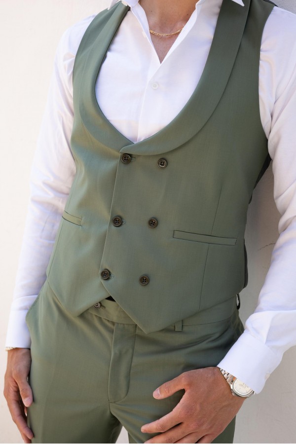 Πράσινο mixed wool Γιλέκο