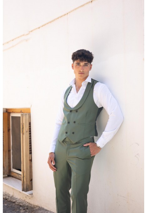 Πράσινο mixed wool Γιλέκο