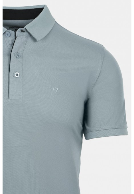 Man's light grey polo t-shirt