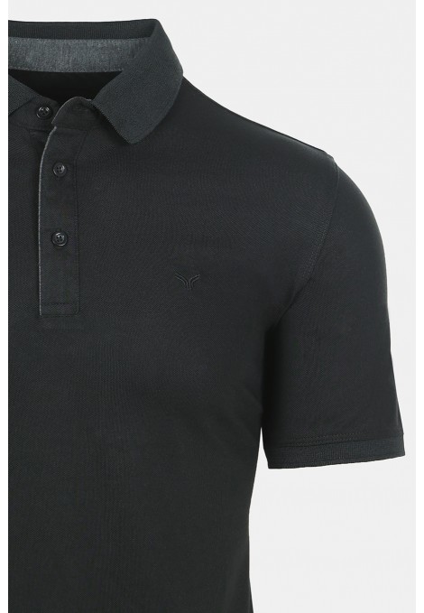 Man's black polo t-shirt