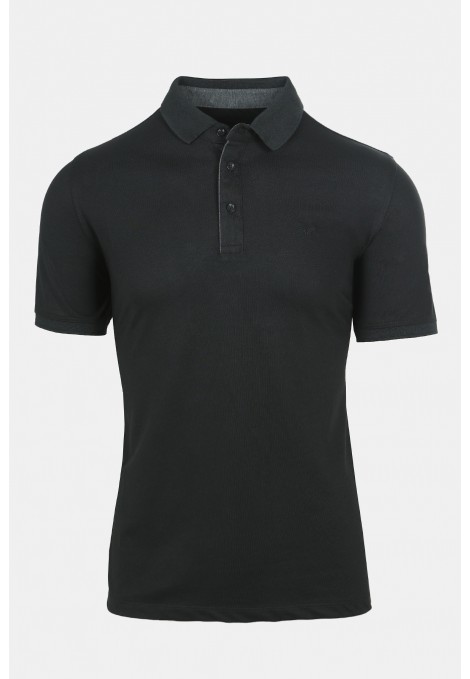 Man's black polo t-shirt