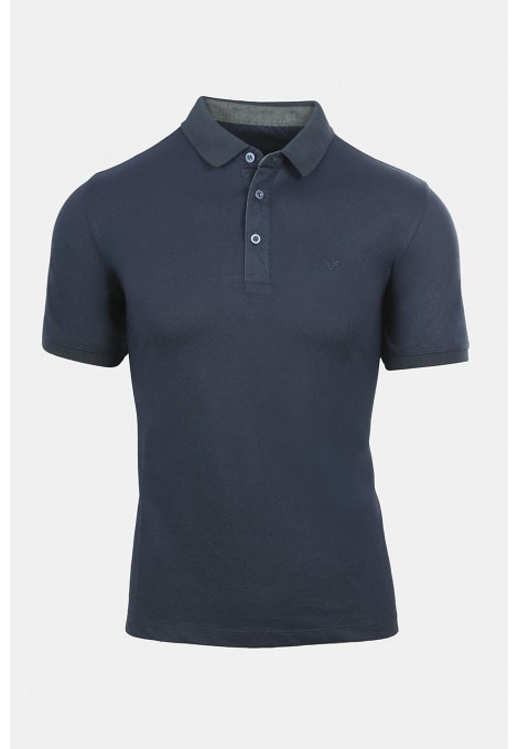 Man's dark blue polo t-shirt