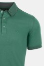 Man's dark green polo t-shirt