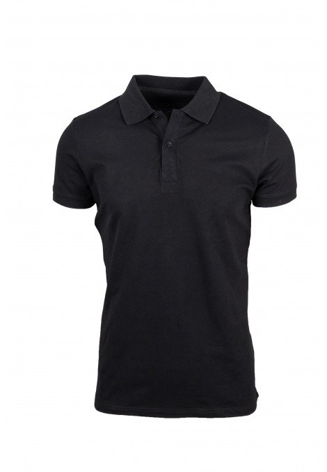 Man's Black Cotton Polo T-shirt