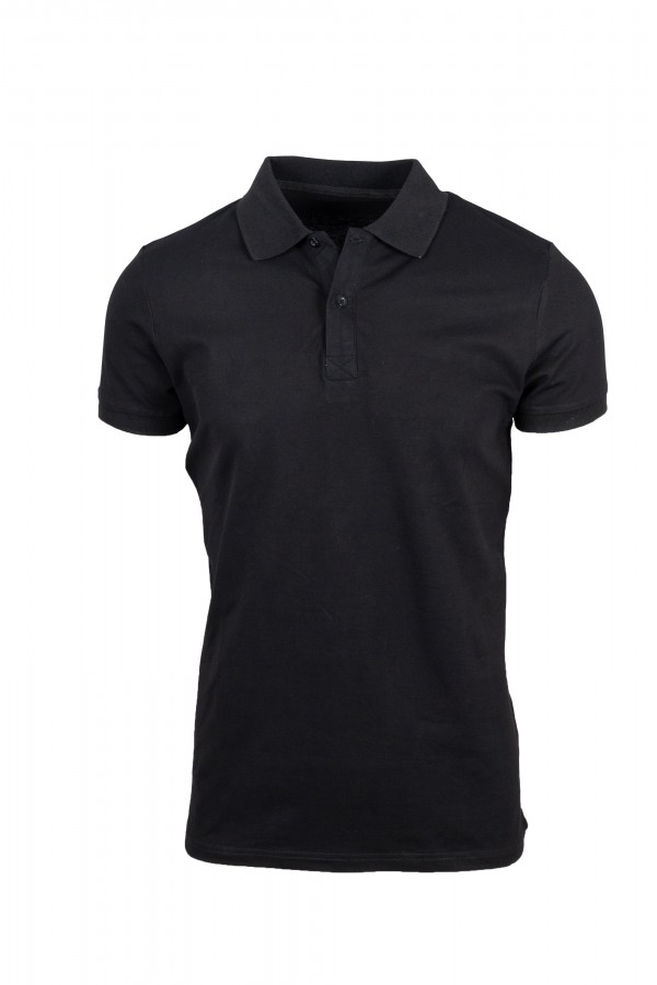 Man's Black Cotton Polo T-shirt