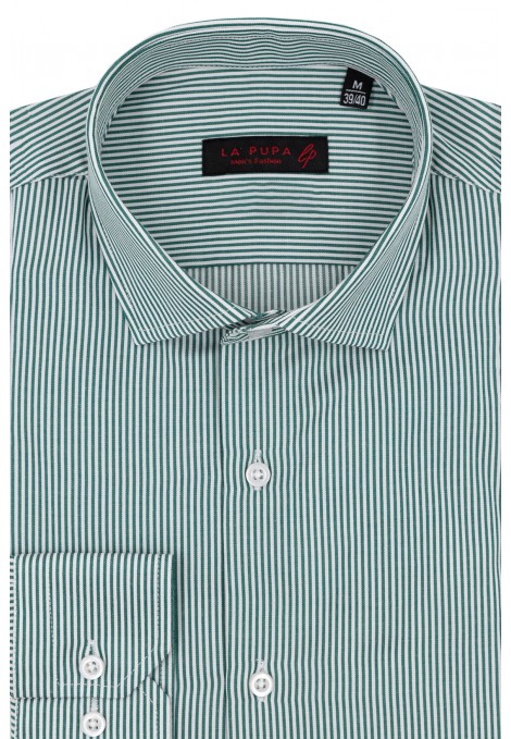 Man's green striped shirt