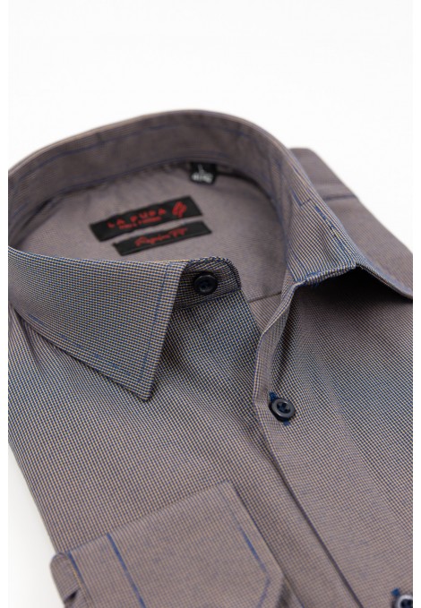 Man's blue-camel checked shirt
