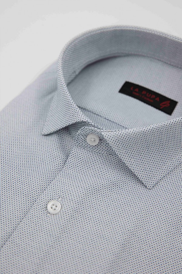 Man's Blue Shirt with textured waves