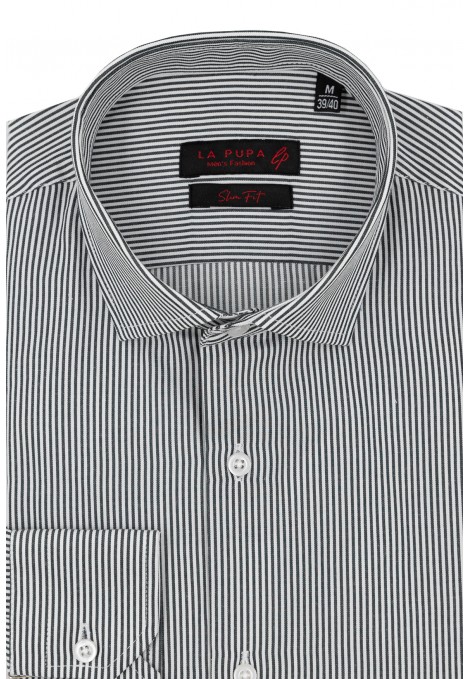 Μan's black shirt striped