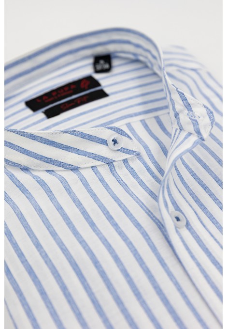 Man's sky blue shirt with stand-up collar