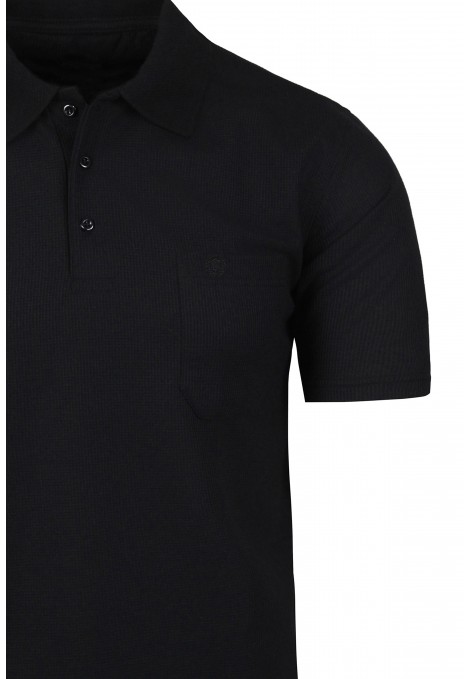 Man's black t-shirt polo