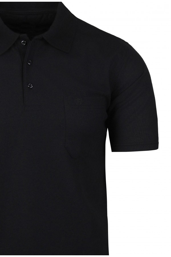 Man's black t-shirt polo