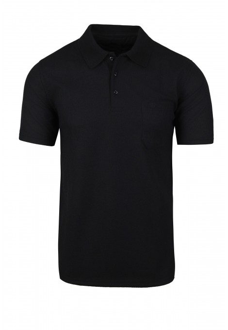 Man's black t-shirt polo