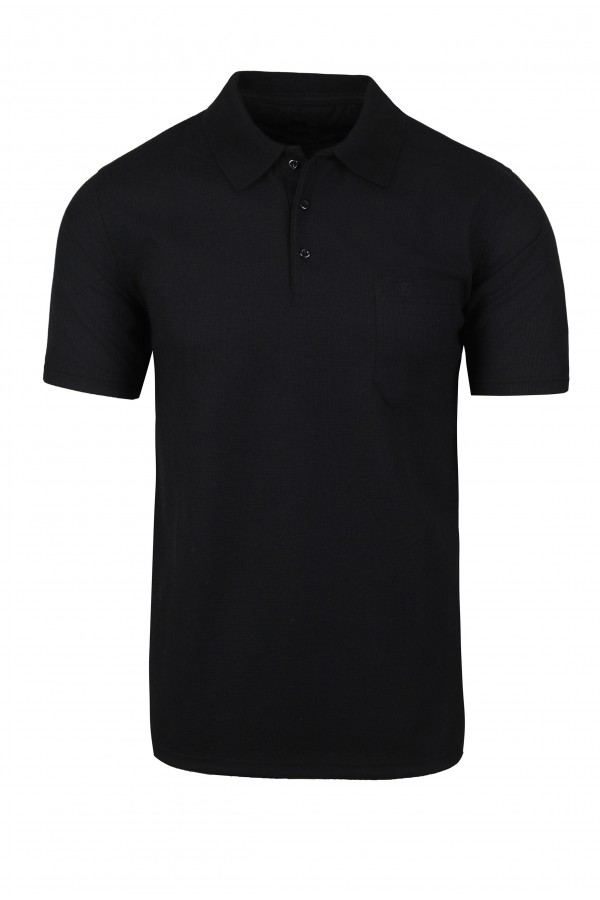 Man's black t-shirt polo