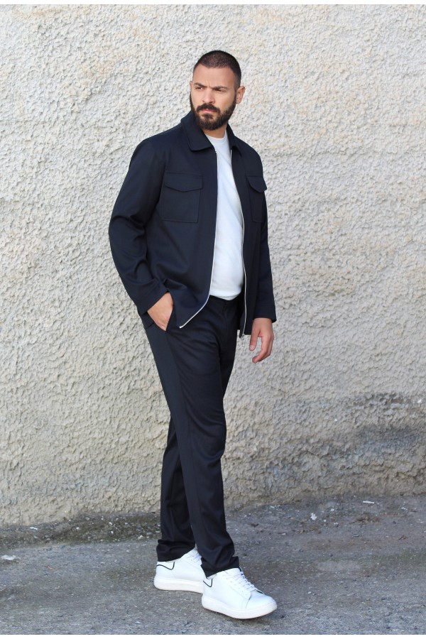 Man's dark blue suit  