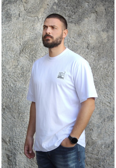  Ανδρική λευκή μπλούζα oversized 