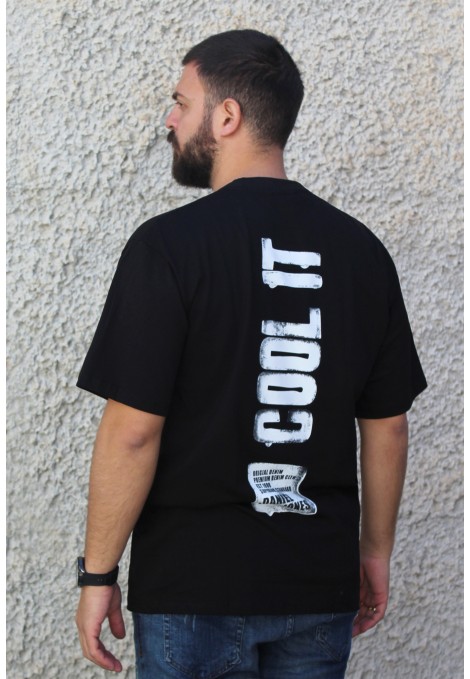 Ανδρική μαύρη μπλούζα oversized 