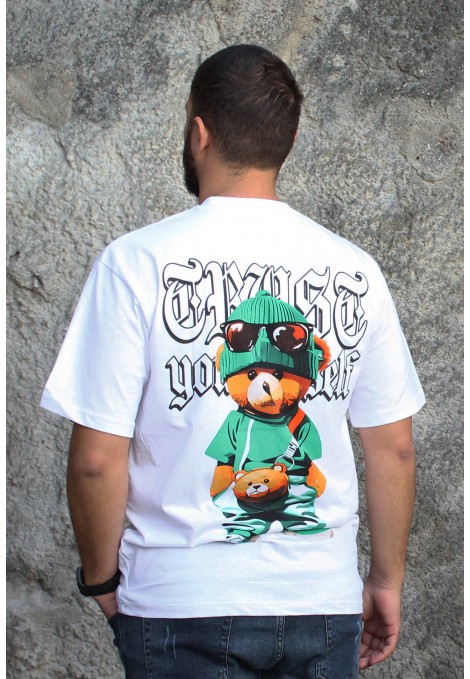 Ανδρική λευκή μπλούζα oversized