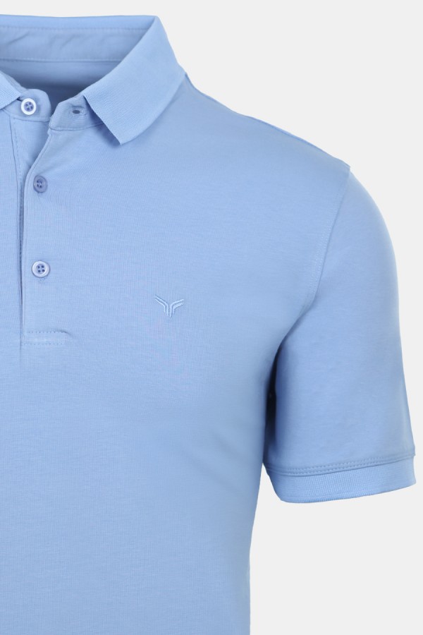 Man's sky blue polo t-shirt