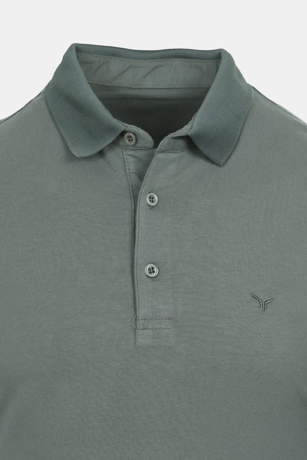 Man's khaki polo t-shirt