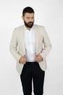 Ανδρικό μπεζ σακάκι με σχέδιο ύφανσης mixed wool