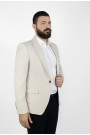 Ανδρικό μπεζ σακάκι με σχέδιο ύφανσης mixed wool