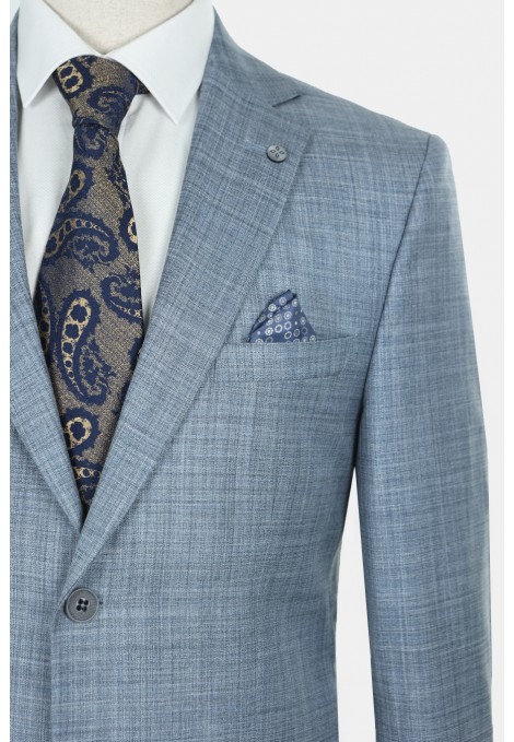Man's sky blue suit mixed wool