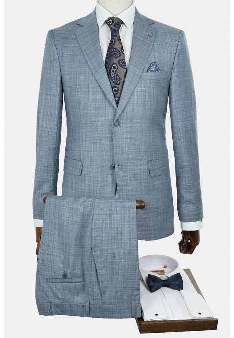 Man's sky blue suit mixed wool