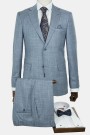 Man's sky blue suit mixed wool