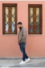 Ανδρικό σκούρο μπεζ μπουφάν