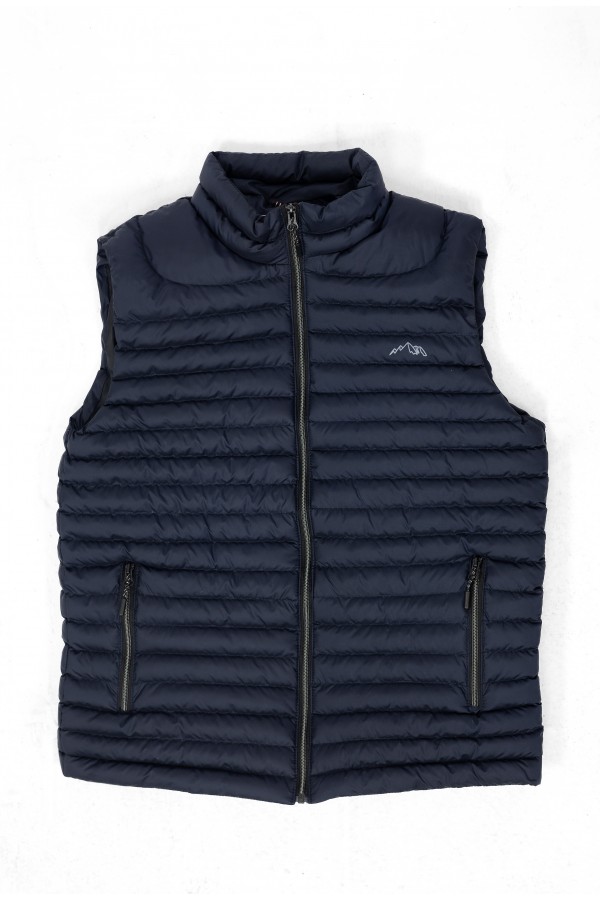 Man's sleeveless dark blue jacket