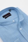 Man's sky blue shirt with stand-up collar