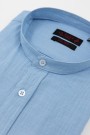 Man's sky blue shirt with stand-up collar
