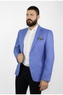 Ανδρικό γαλάζιο σακάκι με σχέδιο ύφανσης mixed wool