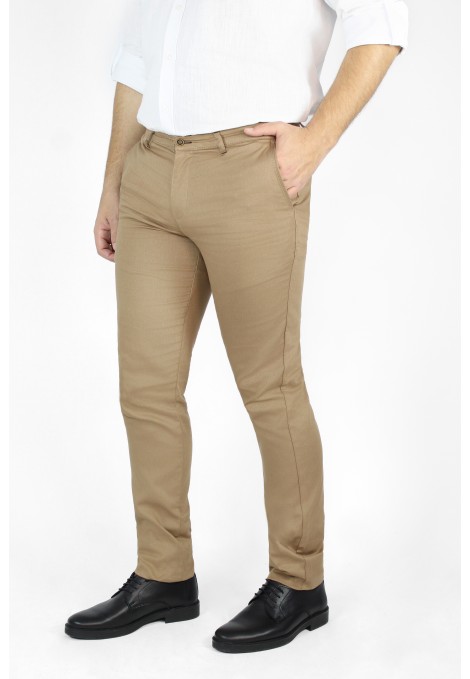 Ανδρικό καφέ παντελόνι τύπου τσίνο slim fit