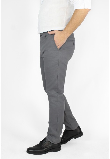 Ανδρικό γκρι παντελόνι τύπου τσίνο slim fit