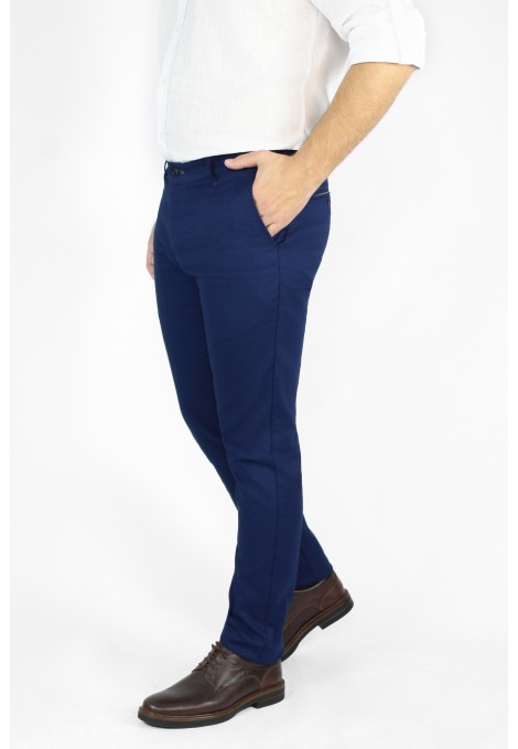 Ανδρικό μπλε παντελόνι τύπου τσίνο slim fit
