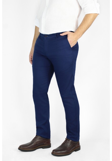 Ανδρικό μπλε παντελόνι τύπου τσίνο slim fit