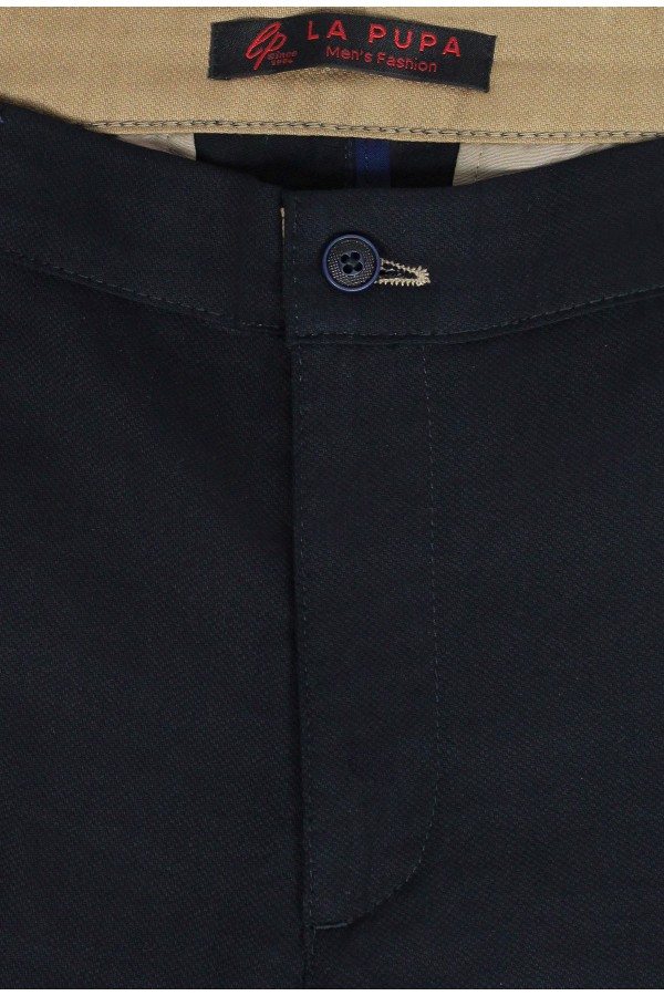Ανδρικό σκούρο μπλε παντελόνι τύπου τσίνο slim fit