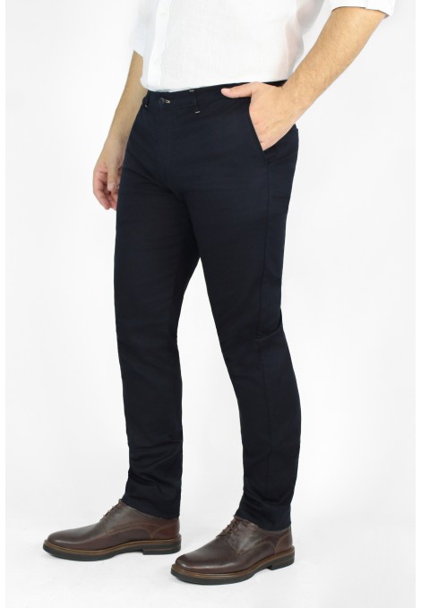 Ανδρικό σκούρο μπλε παντελόνι τύπου τσίνο slim fit