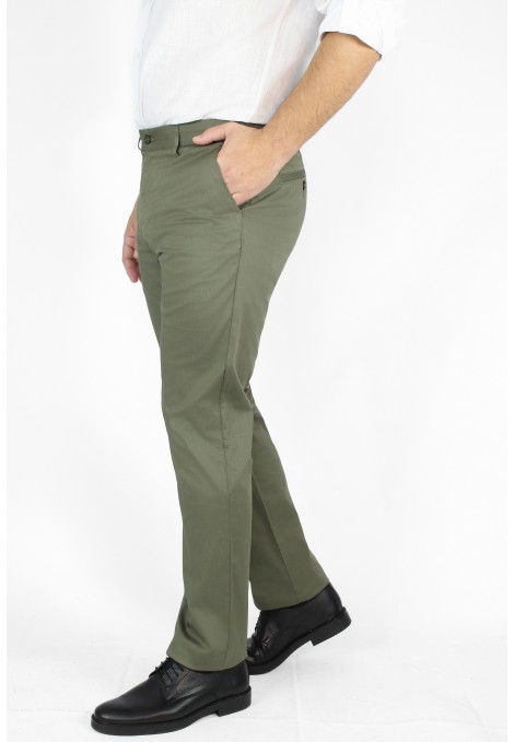 Ανδρικό χακί παντελόνι τύπου τσίνο slim fit